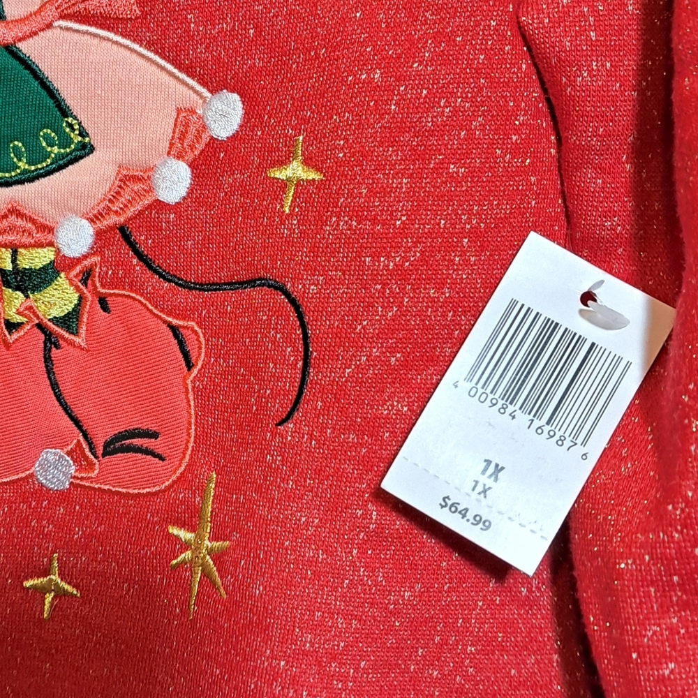 Disney Red Holiday Sweatshirt with Mickey and Minnie - Picture 7 of 7